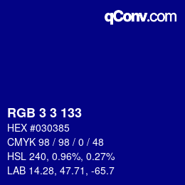 カラーコード: RGB 3 3 133 | qconv.com