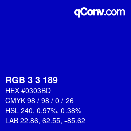 Color code: RGB 3 3 189 | qconv.com
