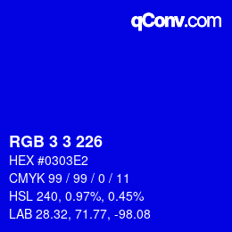 Color code: RGB 3 3 226 | qconv.com