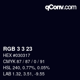 カラーコード: RGB 3 3 23 | qconv.com