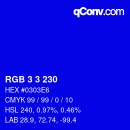 Color code: RGB 3 3 230 | qconv.com
