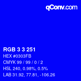 Color code: RGB 3 3 251 | qconv.com
