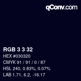 カラーコード: RGB 3 3 32 | qconv.com
