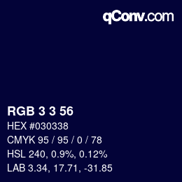 カラーコード: RGB 3 3 56 | qconv.com