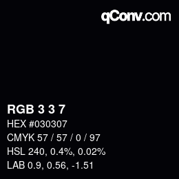 颜色代码: RGB 3 3 7 | qconv.com