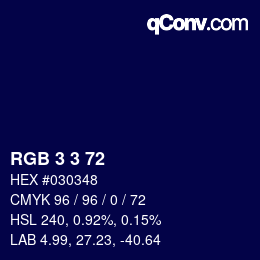 カラーコード: RGB 3 3 72 | qconv.com