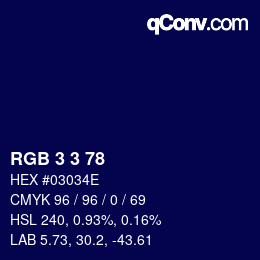 Color code: RGB 3 3 78 | qconv.com