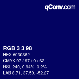 Color code: RGB 3 3 98 | qconv.com