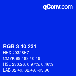 カラーコード: RGB 3 40 231 | qconv.com