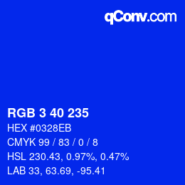 カラーコード: RGB 3 40 235 | qconv.com