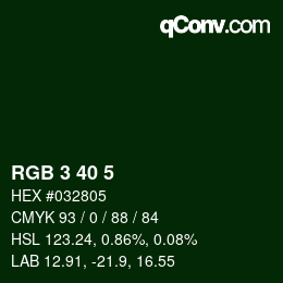 カラーコード: RGB 3 40 5 | qconv.com