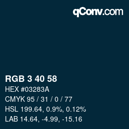 Color code: RGB 3 40 58 | qconv.com