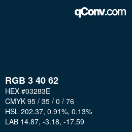 Color code: RGB 3 40 62 | qconv.com