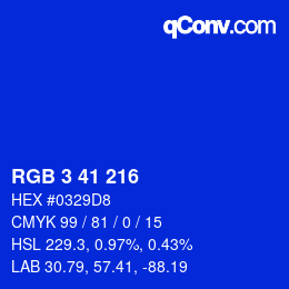 Color code: RGB 3 41 216 | qconv.com