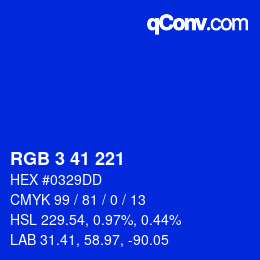 Color code: RGB 3 41 221 | qconv.com