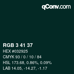 Color code: RGB 3 41 37 | qconv.com