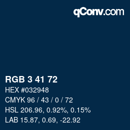 Color code: RGB 3 41 72 | qconv.com