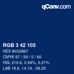 Color code: RGB 3 42 103 | qconv.com