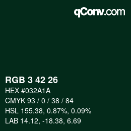 Color code: RGB 3 42 26 | qconv.com