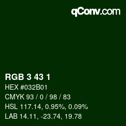 カラーコード: RGB 3 43 1 | qconv.com