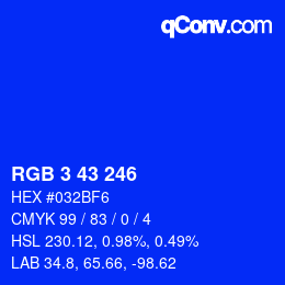 Color code: RGB 3 43 246 | qconv.com