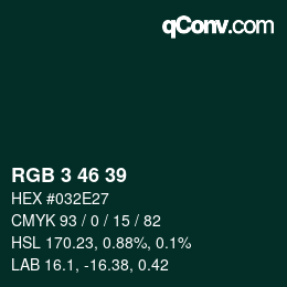 Color code: RGB 3 46 39 | qconv.com