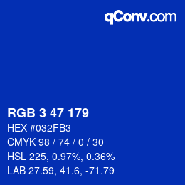 Color code: RGB 3 47 179 | qconv.com