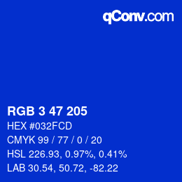 Color code: RGB 3 47 205 | qconv.com