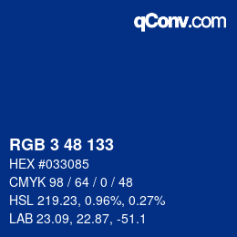 Color code: RGB 3 48 133 | qconv.com