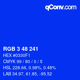 Color code: RGB 3 48 241 | qconv.com