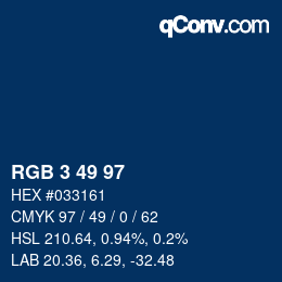 Color code: RGB 3 49 97 | qconv.com