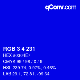 Color code: RGB 3 4 231 | qconv.com