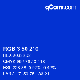 Color code: RGB 3 50 210 | qconv.com