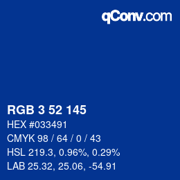Color code: RGB 3 52 145 | qconv.com