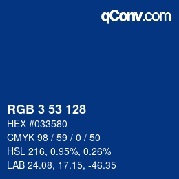 Color code: RGB 3 53 128 | qconv.com