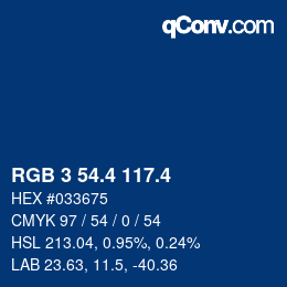 カラーコード: RGB 3 54.4 117.4 | qconv.com