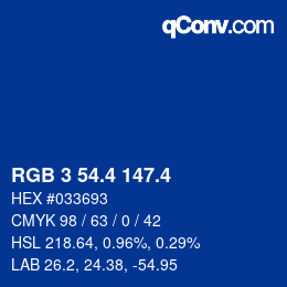 カラーコード: RGB 3 54.4 147.4 | qconv.com