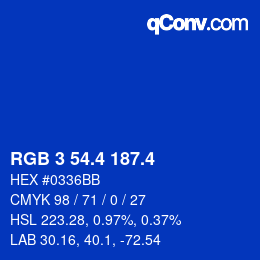 カラーコード: RGB 3 54.4 187.4 | qconv.com
