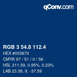 カラーコード: RGB 3 54.8 112.4 | qconv.com