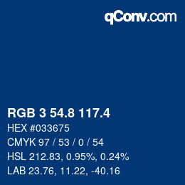 カラーコード: RGB 3 54.8 117.4 | qconv.com