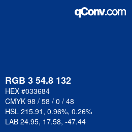カラーコード: RGB 3 54.8 132 | qconv.com