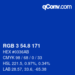 カラーコード: RGB 3 54.8 171 | qconv.com