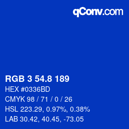 カラーコード: RGB 3 54.8 189 | qconv.com