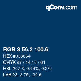 カラーコード: RGB 3 56.2 100.6 | qconv.com