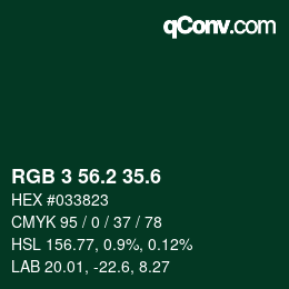 カラーコード: RGB 3 56.2 35.6 | qconv.com