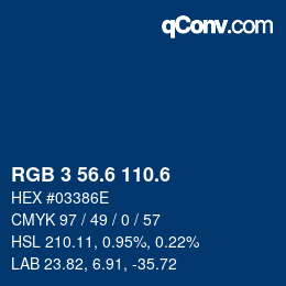 カラーコード: RGB 3 56.6 110.6 | qconv.com