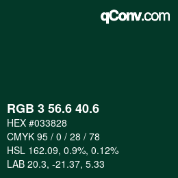 カラーコード: RGB 3 56.6 40.6 | qconv.com