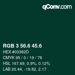 カラーコード: RGB 3 56.6 45.6 | qconv.com