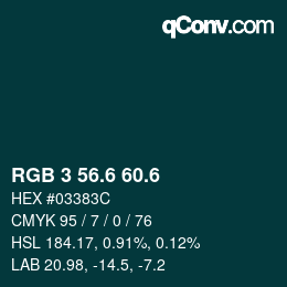 カラーコード: RGB 3 56.6 60.6 | qconv.com