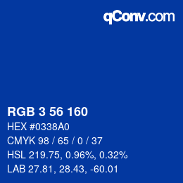 Color code: RGB 3 56 160 | qconv.com